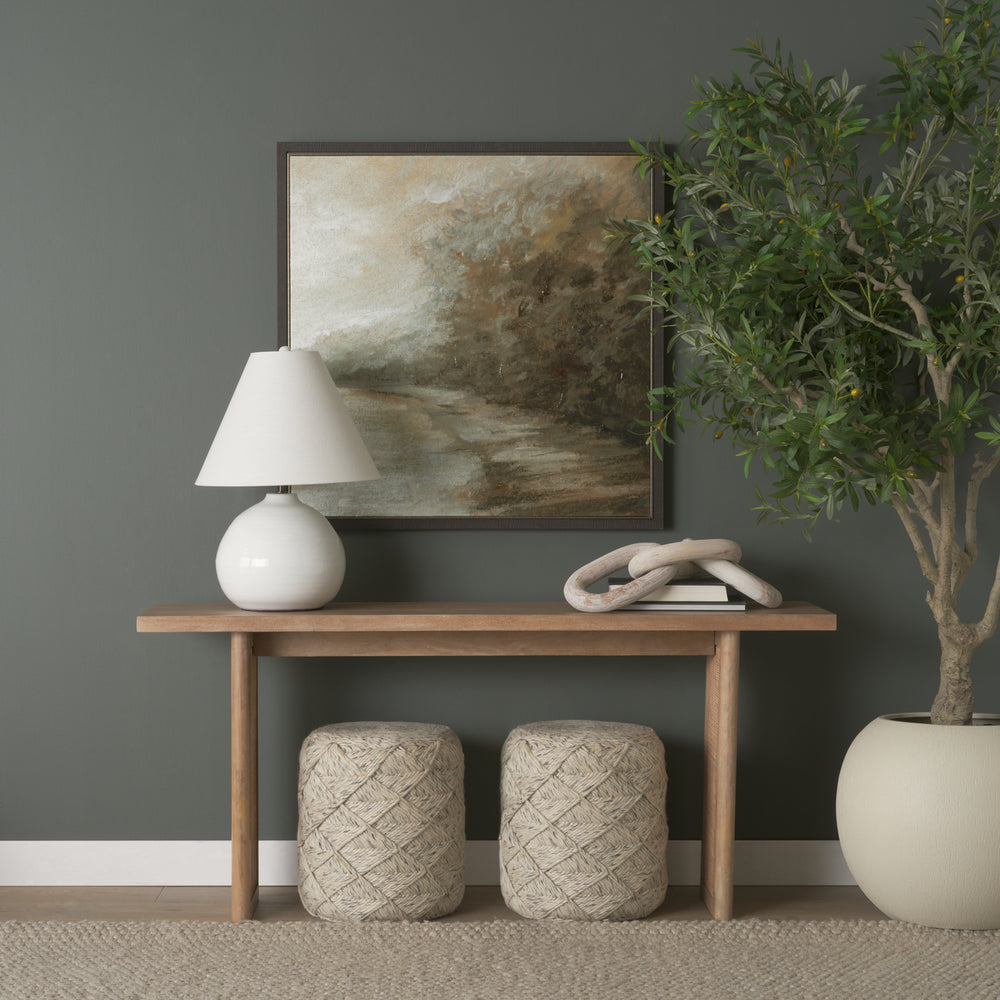 Esfera Beige Chevron Woven Round Pouf Living Room Mercana