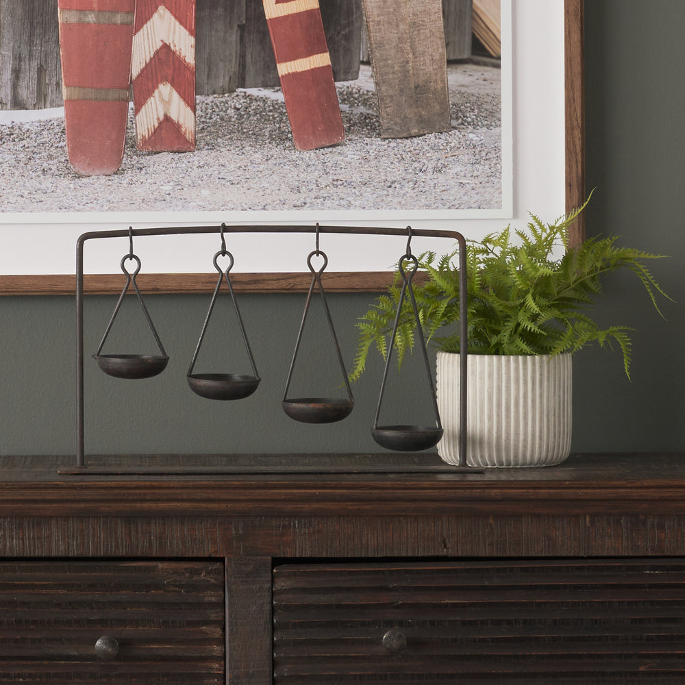 Enos 19L x 3W Black Metal 4 Bowl Ancient Spice Market Decorative Display Decor Mercana