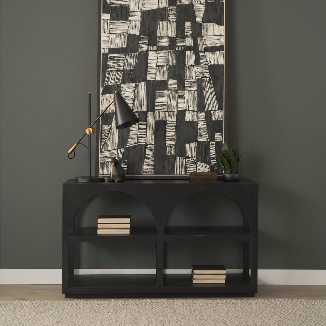 Bela Small Matte Black Arched Console Table Living Room Mercana