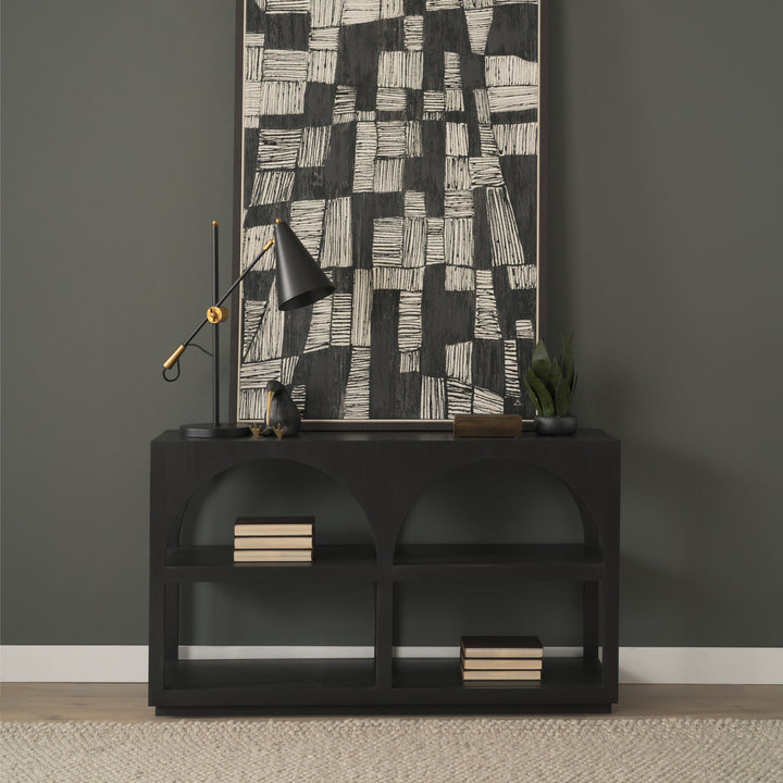 Bela Small Matte Black Arched Console Table Living Room Mercana
