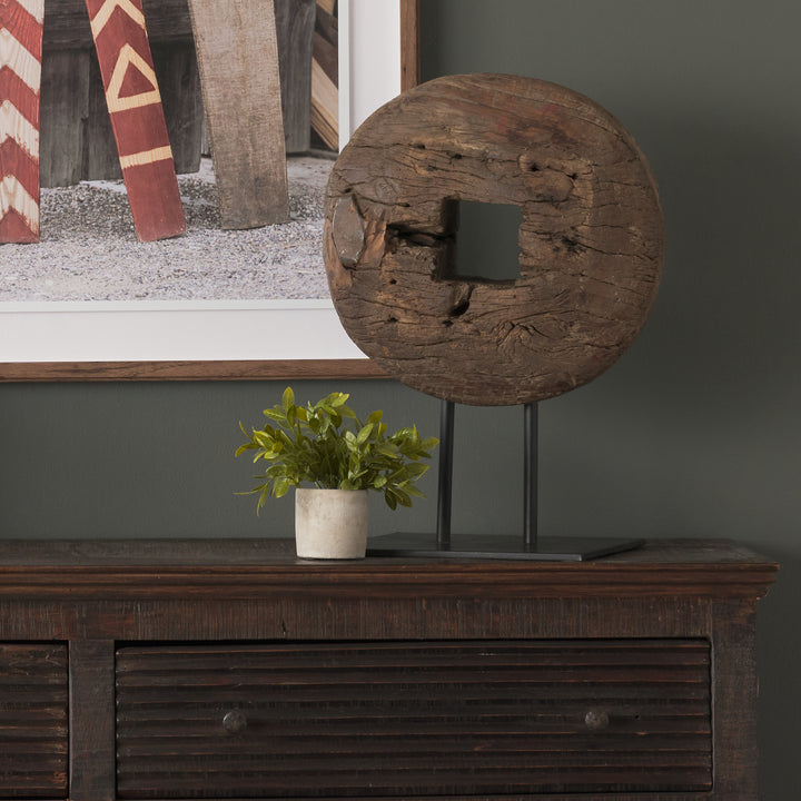 Incana 20L x 4W Natural Brown Reclaimed Wood Wheel Object Decor Mercana