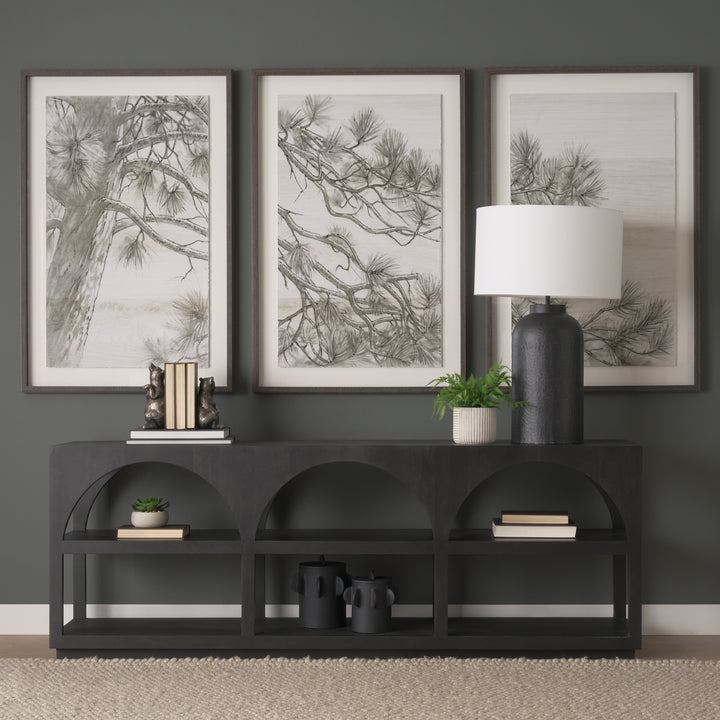 Bela Large Matte Black Arched Console Table Living Room Mercana