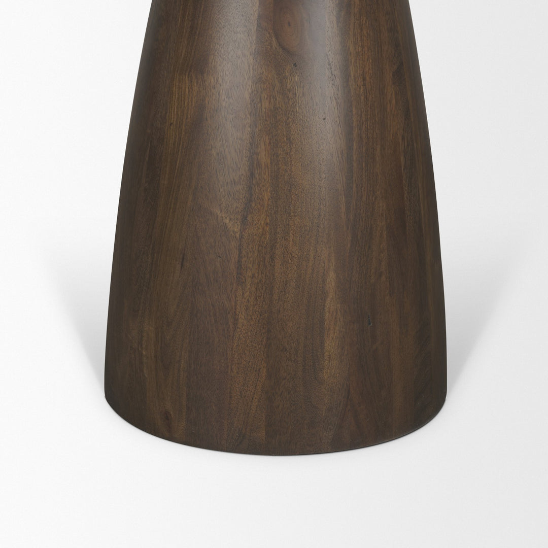 Allyson 42" Round Dark Brown w/ Cappuccino Marble Pedestal Dining Table Bedroom Mercana