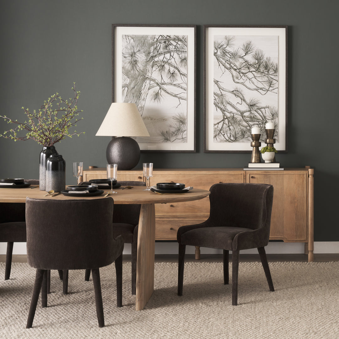 Isla Oval Dining Table w/Light Brown Wood Top & Arched Legs Dining Room Mercana