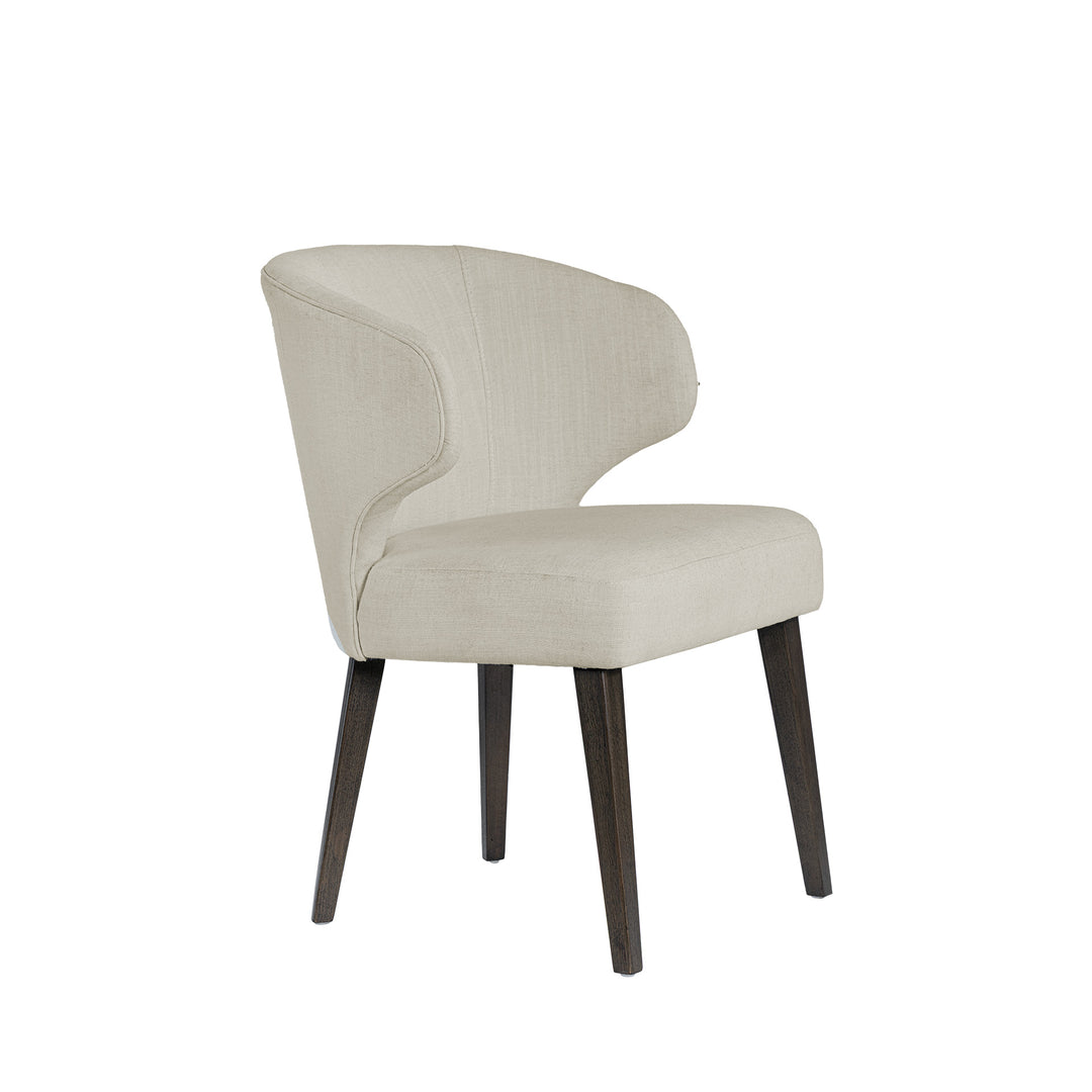 Niles Cream Fabric Seat W/ Dark Brown Wooden Legs Wingback Dining Chair Dining Room Mercana