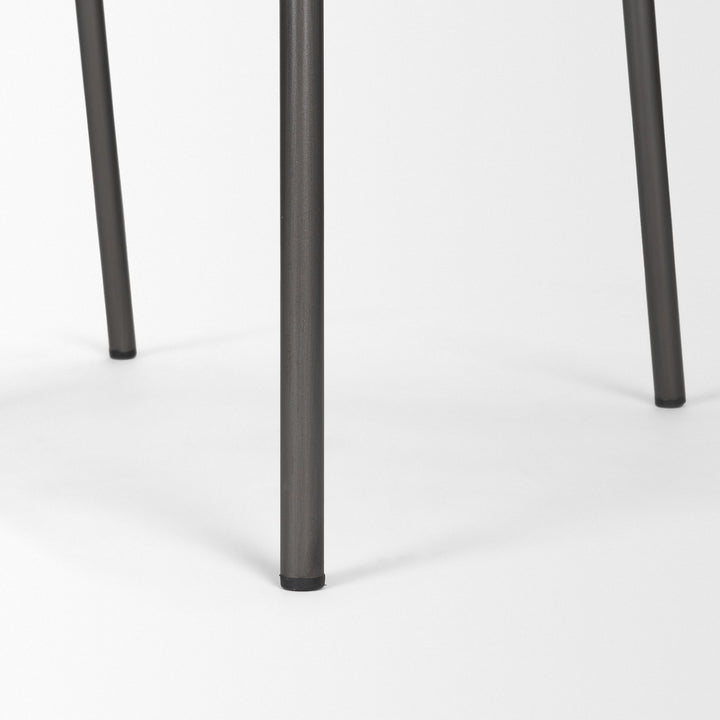 Kavalan 37.5" Total Height Ebony Leather Seat Black Metal Frame Bar Stool Dining Room Mercana
