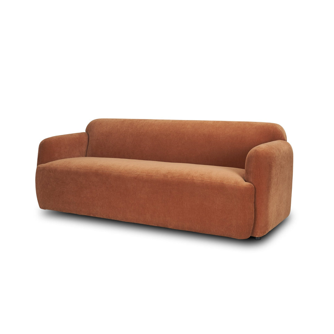 Saga Stonewashed Rust Chenille Fabric 3 Seater Sofa Living Room Mercana