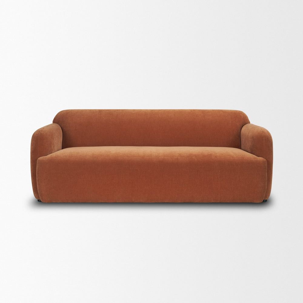 Saga Stonewashed Rust Chenille Fabric 3 Seater Sofa Living Room Mercana