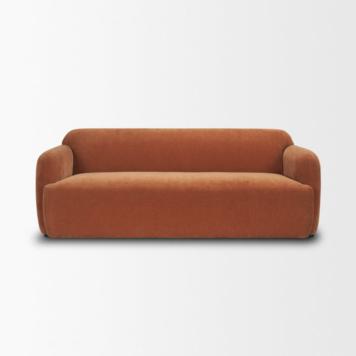 Saga Stonewashed Rust Chenille Fabric 3 Seater Sofa Living Room Mercana