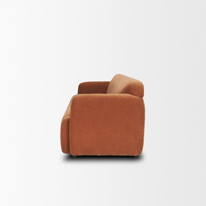Saga Stonewashed Rust Chenille Fabric 3 Seater Sofa Living Room Mercana