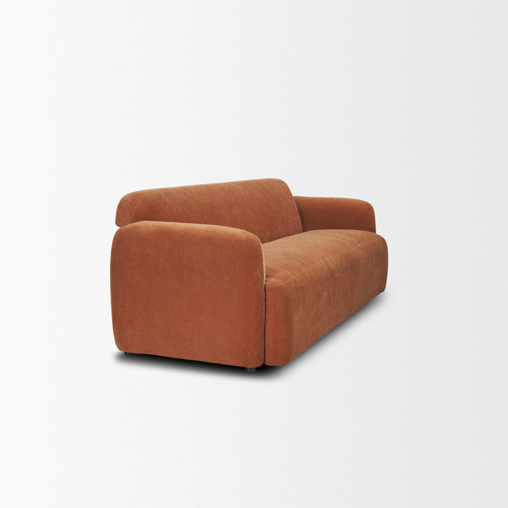 Saga Stonewashed Rust Chenille Fabric 3 Seater Sofa Living Room Mercana