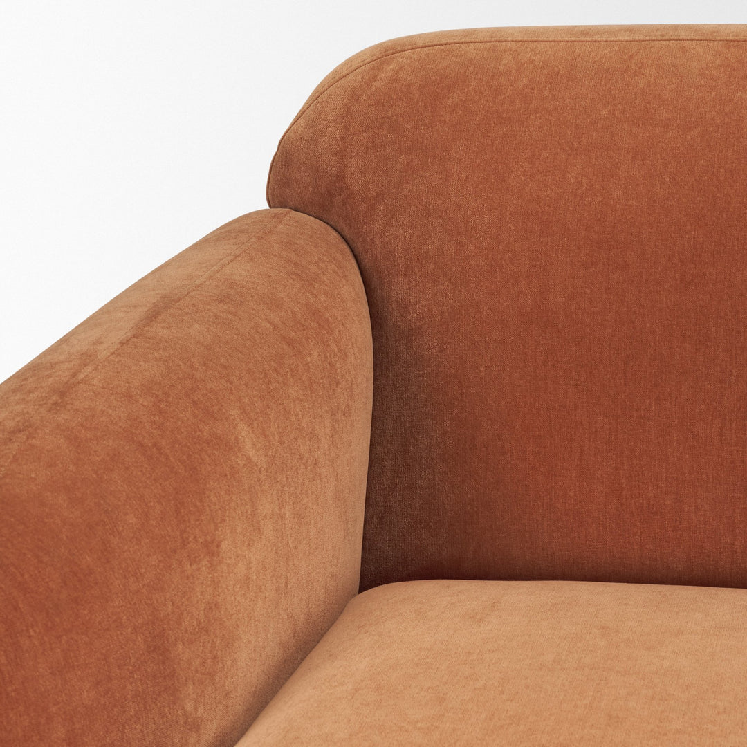 Saga Stonewashed Rust Chenille Fabric 3 Seater Sofa Living Room Mercana