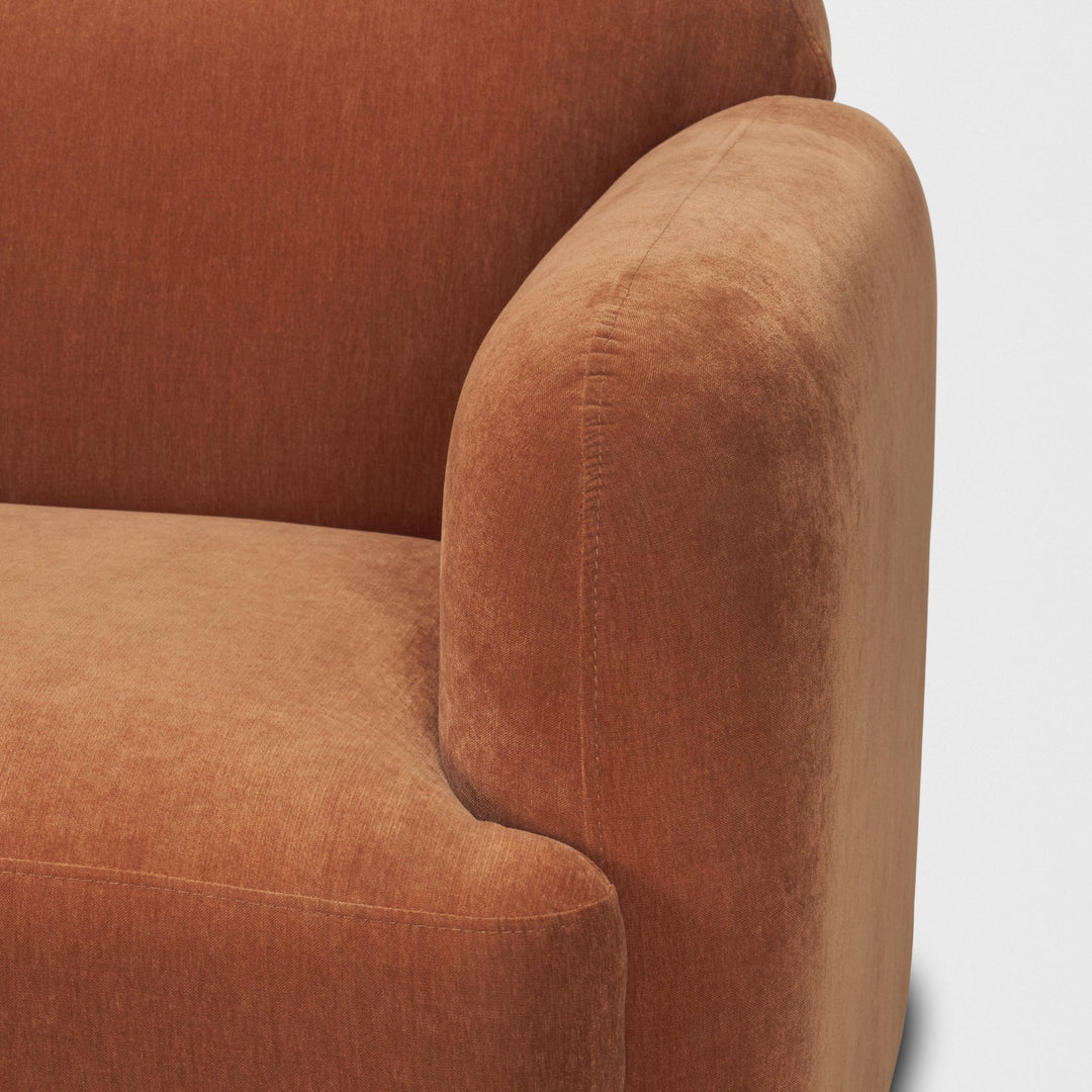 Saga Stonewashed Rust Chenille Fabric 3 Seater Sofa Living Room Mercana