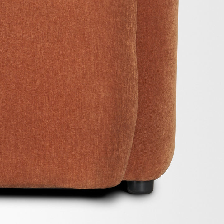Saga Stonewashed Rust Chenille Fabric 3 Seater Sofa Living Room Mercana
