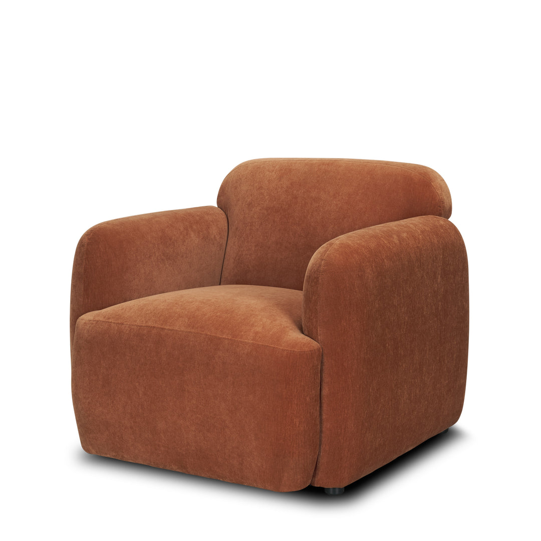 Saga Stonewashed Rust Chenille Fabric Upholstered Chair Living Room Mercana