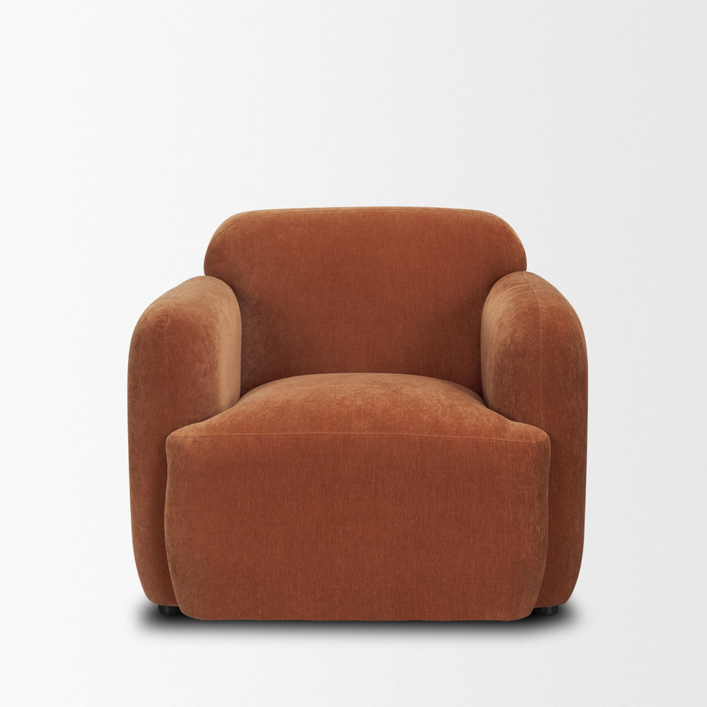 Saga Stonewashed Rust Chenille Fabric Upholstered Chair Living Room Mercana