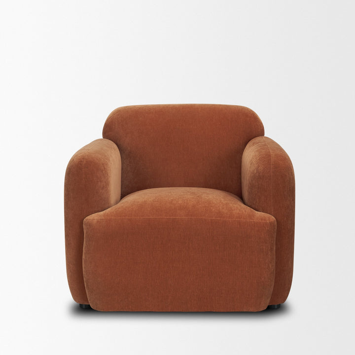 Saga Stonewashed Rust Chenille Fabric Upholstered Chair Living Room Mercana