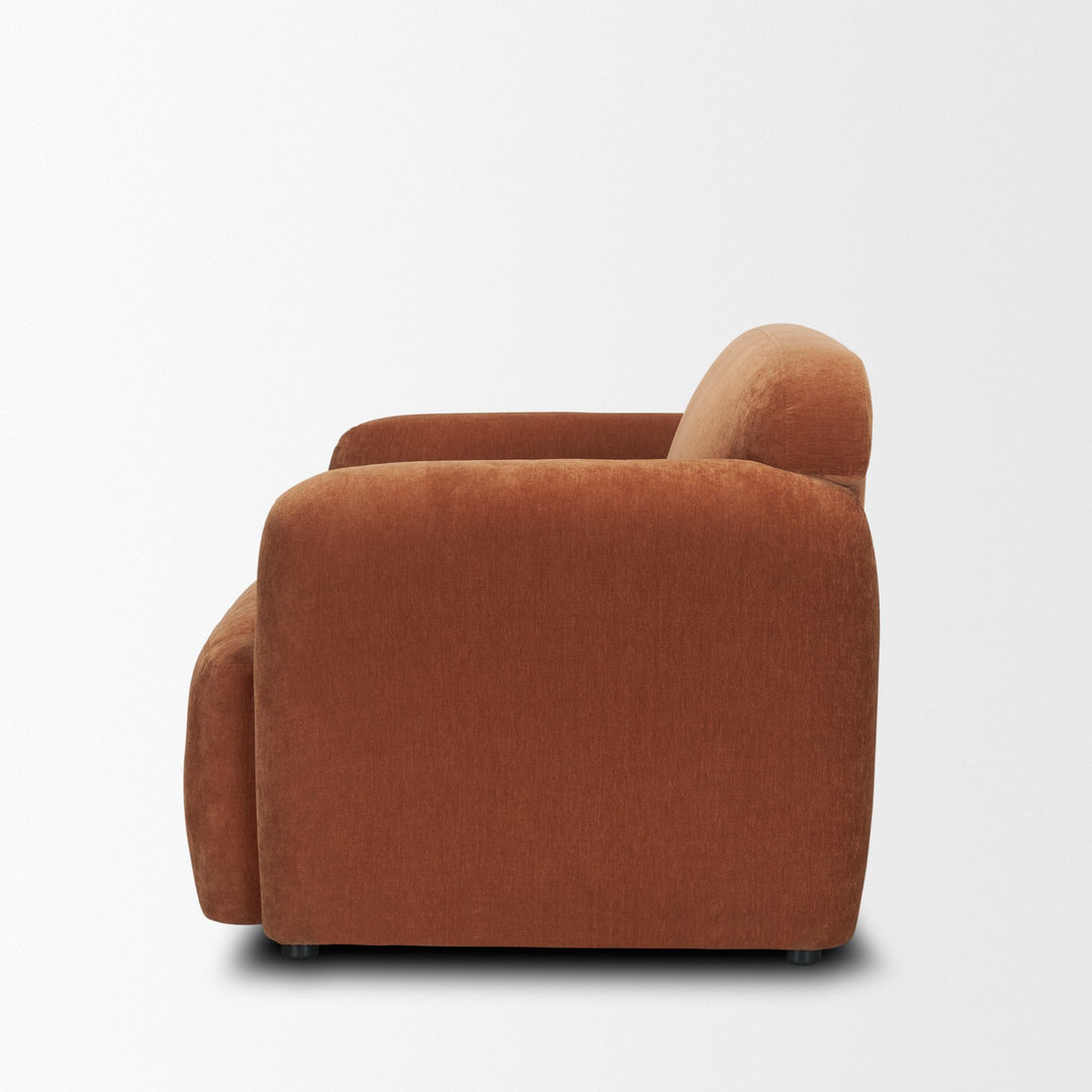 Saga Stonewashed Rust Chenille Fabric Upholstered Chair Living Room Mercana