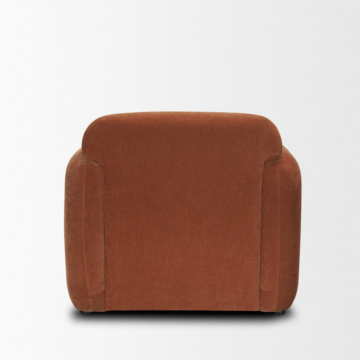 Saga Stonewashed Rust Chenille Fabric Upholstered Chair Living Room Mercana