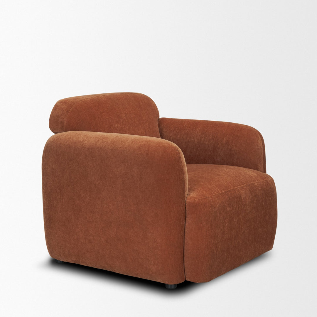 Saga Stonewashed Rust Chenille Fabric Upholstered Chair Living Room Mercana