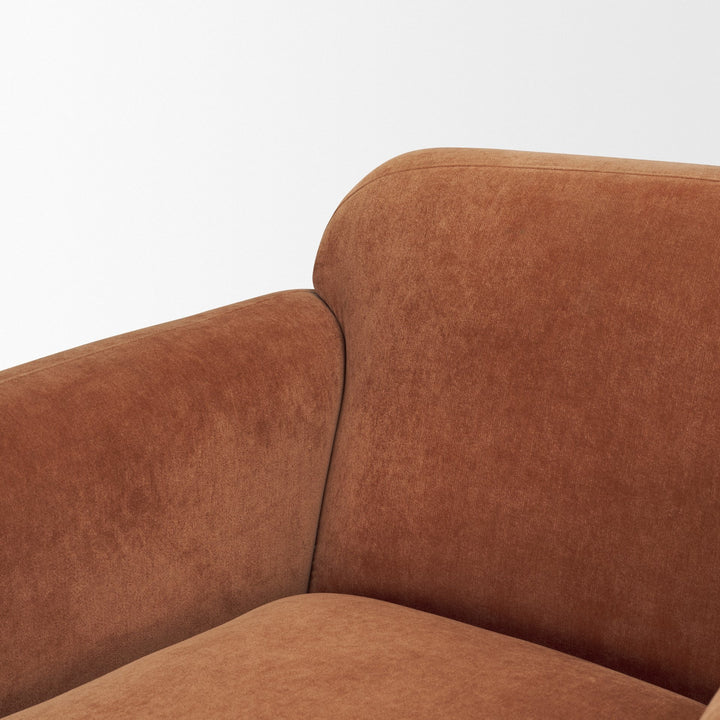 Saga Stonewashed Rust Chenille Fabric Upholstered Chair Living Room Mercana