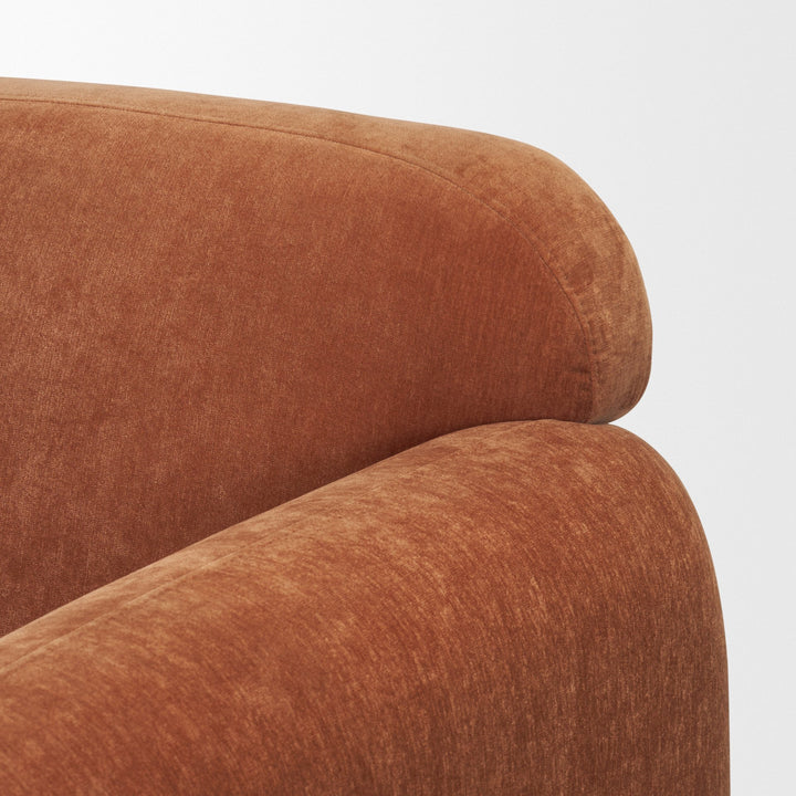 Saga Stonewashed Rust Chenille Fabric Upholstered Chair Living Room Mercana