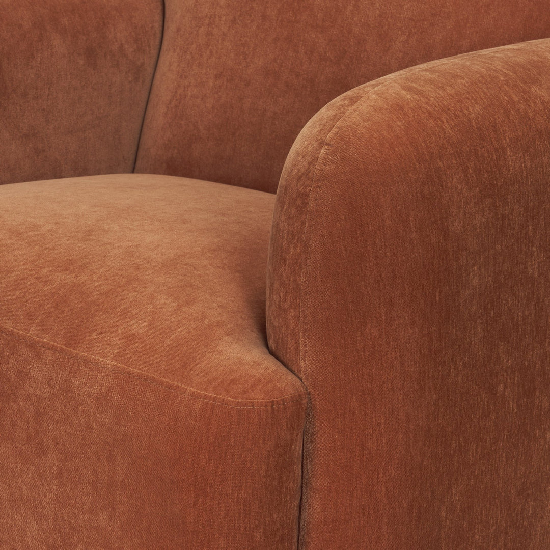 Saga Stonewashed Rust Chenille Fabric Upholstered Chair Living Room Mercana
