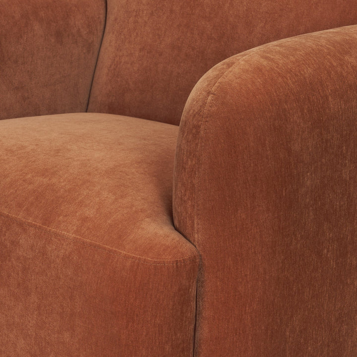 Saga Stonewashed Rust Chenille Fabric Upholstered Chair Living Room Mercana
