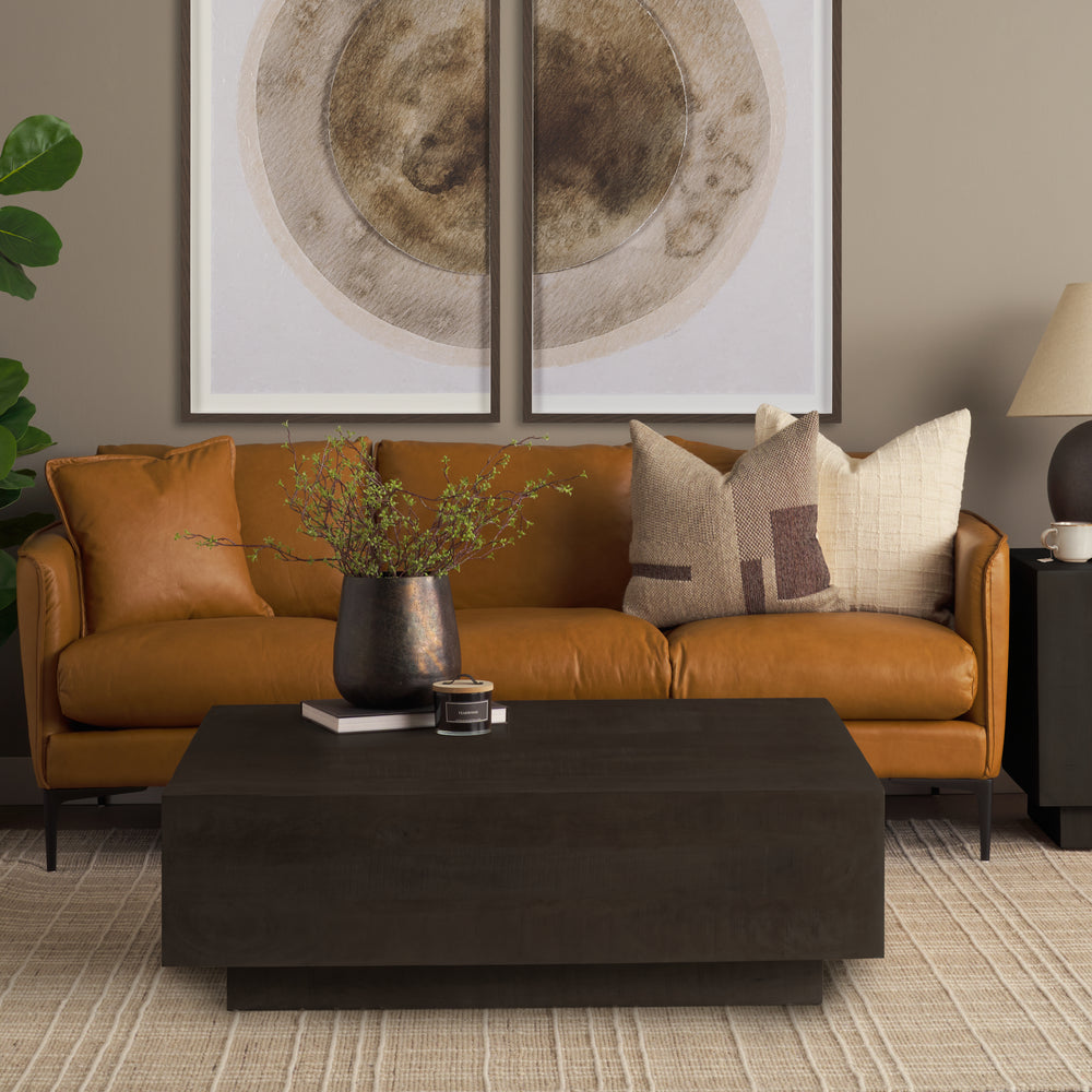 Hayden Dark Brown Wood Square Coffee Table Living Room Mercana