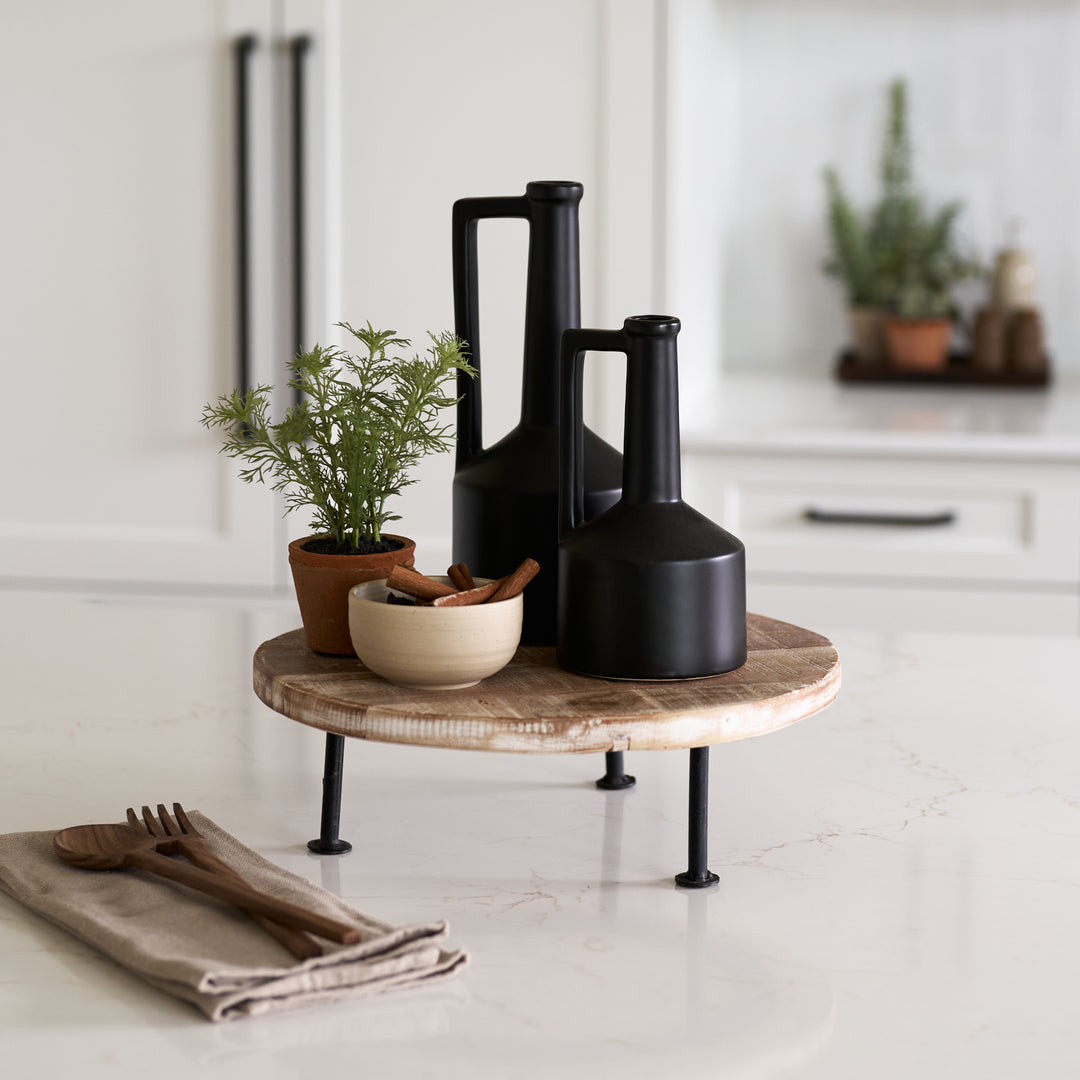 Burton 10.8H Small Matte Black Ceramic Jug Vase Decor Mercana