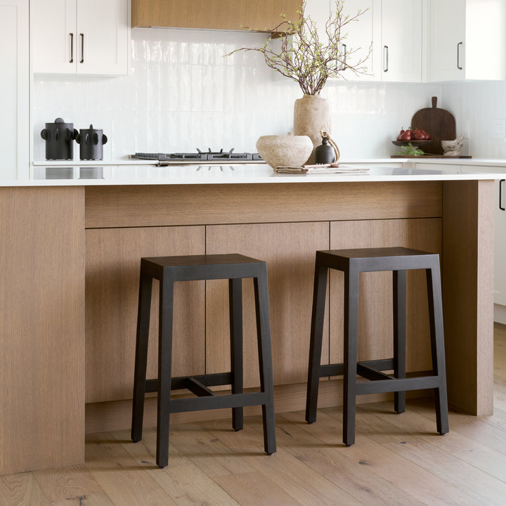 Colony Black-Brown Solid Wood Counter Stool Dining Room Mercana