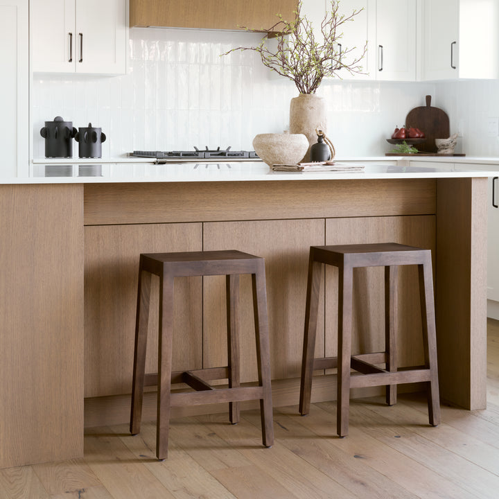 Colony Medium-Dark Brown Solid Wood Counter Stool Dining Room Mercana