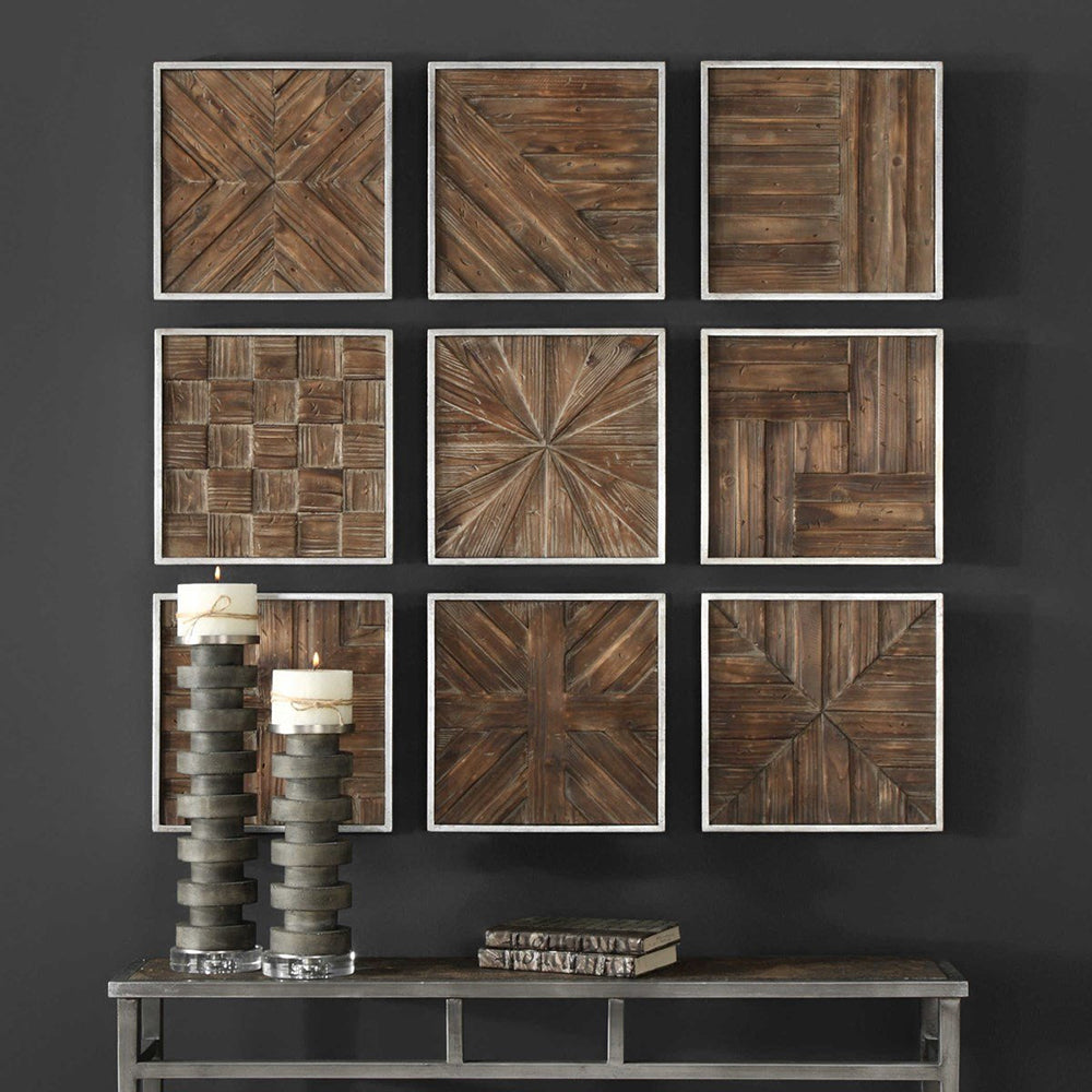 Bryndle Squares Wood Wall Décor, Set of 9 Accessories Uttermost   