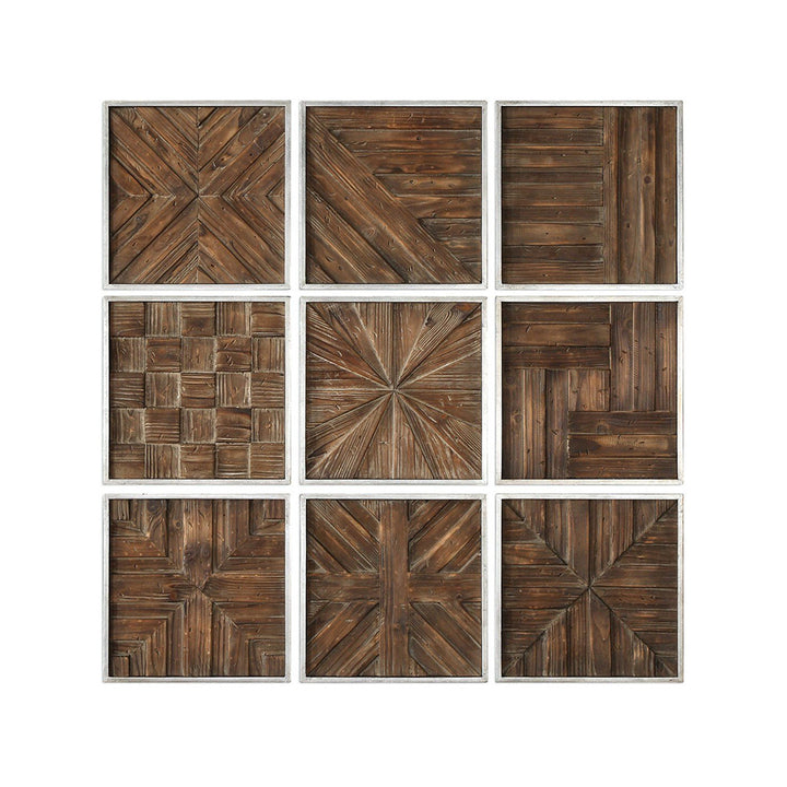 Bryndle Squares Wood Wall Décor, Set of 9 Accessories Uttermost   