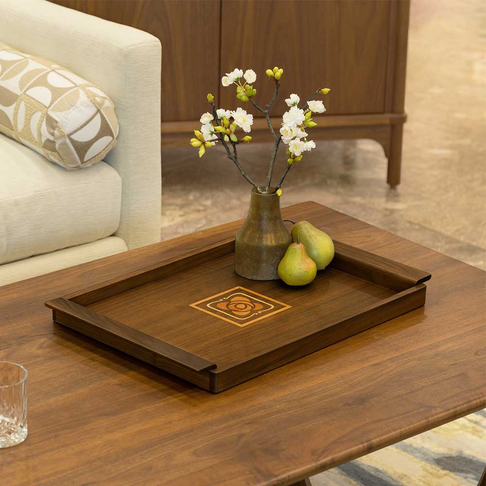 Mission Rose Serving Tray in Walnut