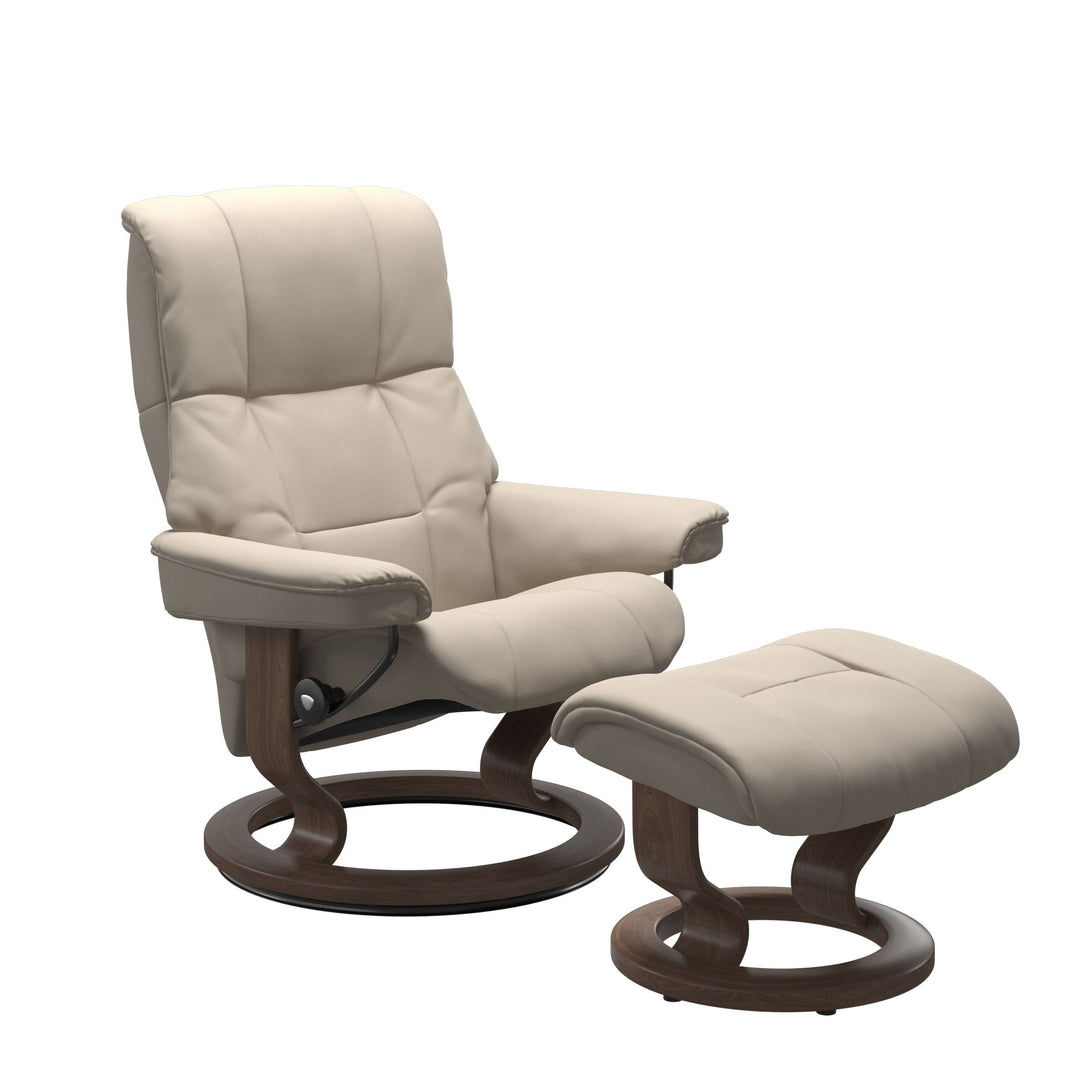 Stressless Mayfair Classic Chair & Ottoman Living Room Ekornes Small Paloma Fog Walnut Stain
