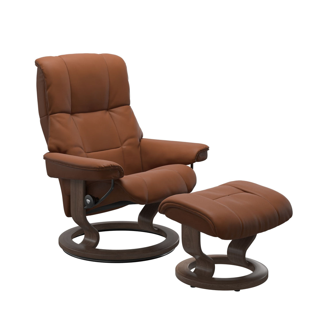 Stressless Mayfair Classic Chair & Ottoman Living Room Ekornes Small Paloma New Cognac Walnut Stain