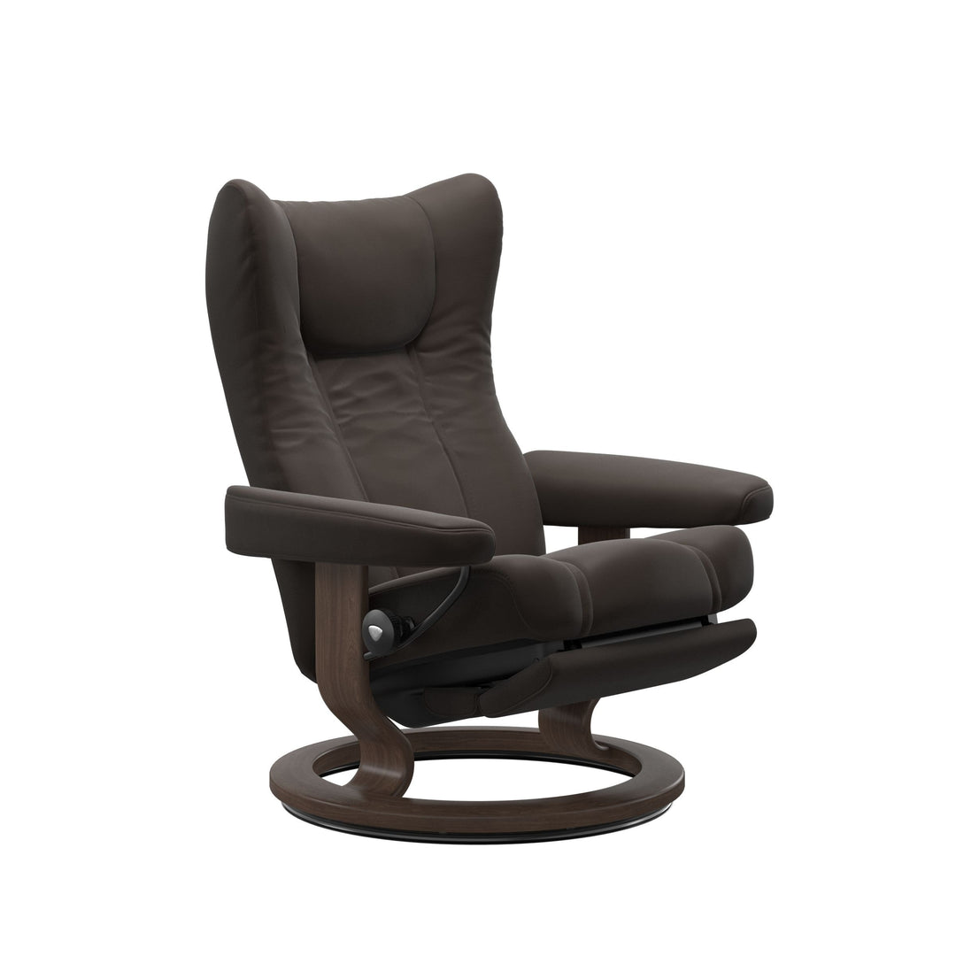 Stressless Wing Classic Power Chair Living Room Ekornes Medium Paloma Chestnut Walnut Finish