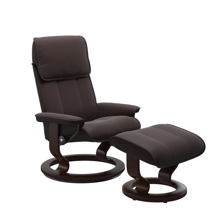 Stressless Admiral Classic Chair & Ottoman Living Room Ekornes Medium Paloma Chocolate Brown Stain