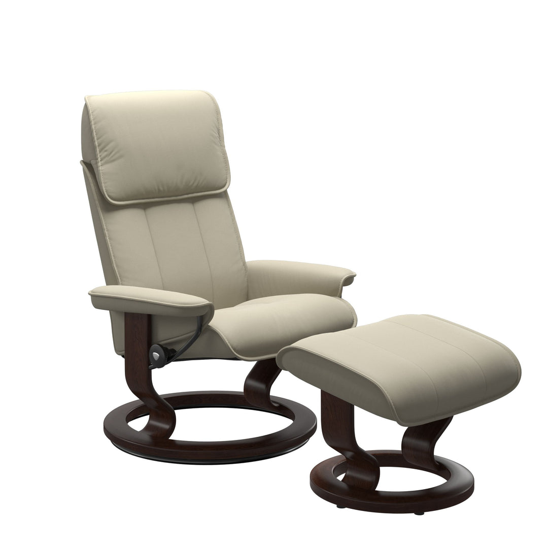 Stressless Admiral Classic Chair & Ottoman Living Room Ekornes Medium Paloma Light Grey Brown Stain