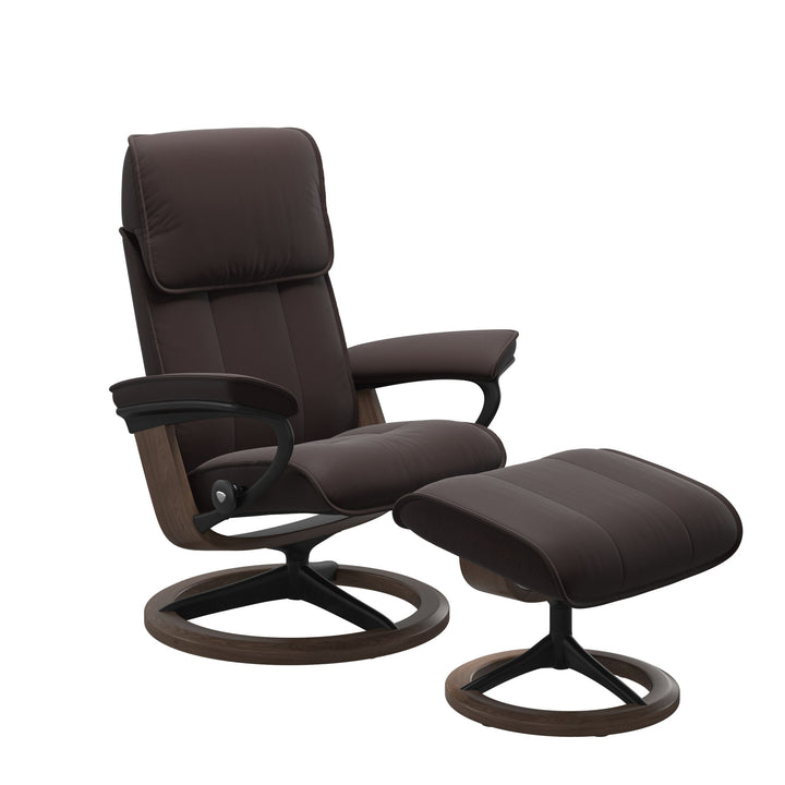 Stressless Admiral Signature Chair & Ottoman Living Room Ekornes Medium Paloma Chocolate Matte Black