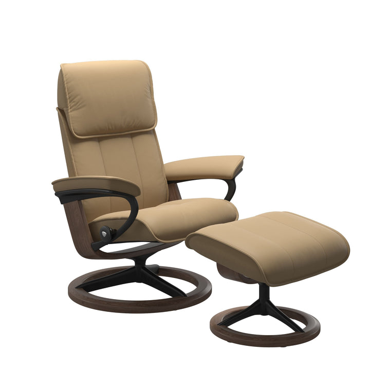 Stressless Admiral Signature Chair & Ottoman Living Room Ekornes Medium Paloma Sand Matte Black