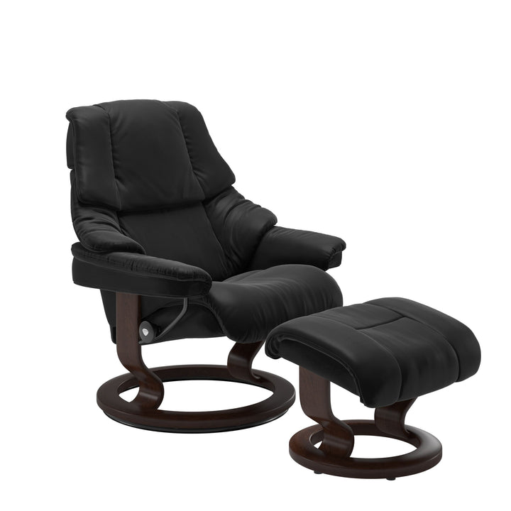 Stressless Reno Classic Chair & Ottoman Living Room Ekornes Small Paloma Black Brown Finish