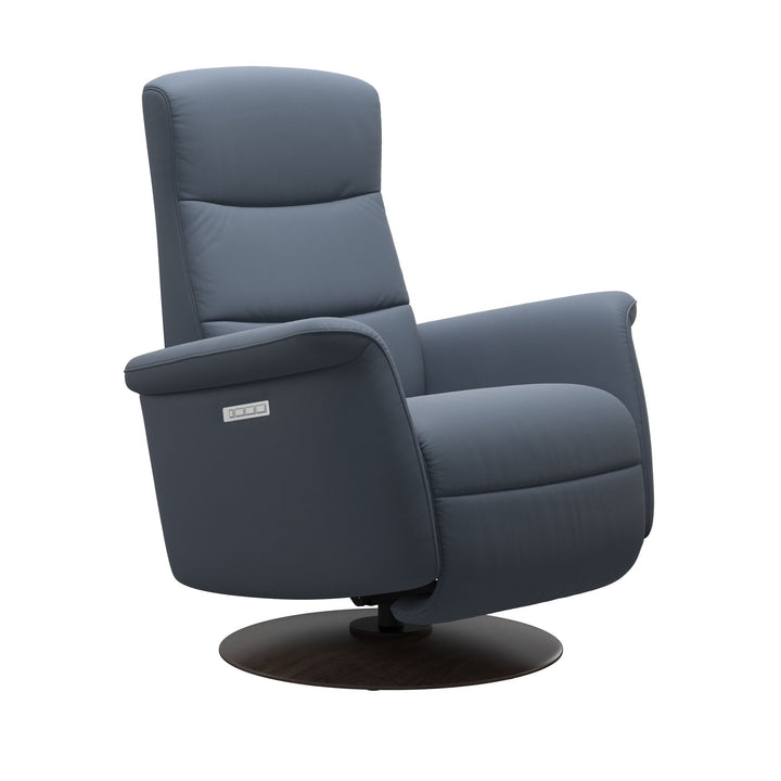 Stressless Mike Recliner - Wood Base Living Room Ekornes Small Paloma Sparrow Blue Wenge Stain