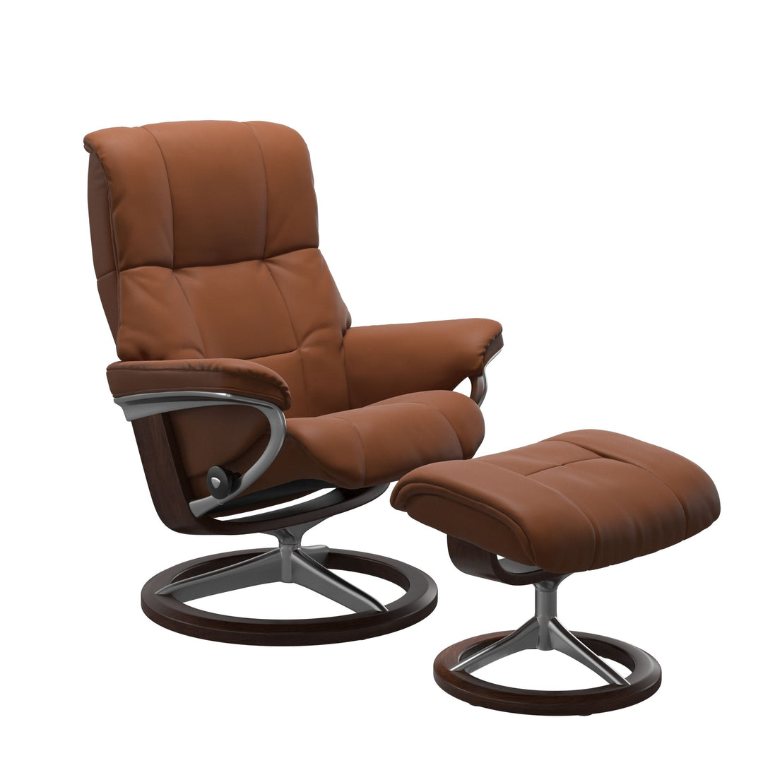 Stressless Mayfair Signature Chair & Ottoman Living Room Ekornes Small Paloma New Cognac Brown Stain