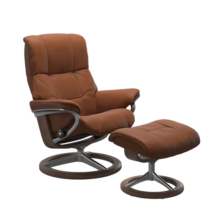 Stressless Mayfair Signature Chair & Ottoman Living Room Ekornes Small Paloma New Cognac Walnut Stain