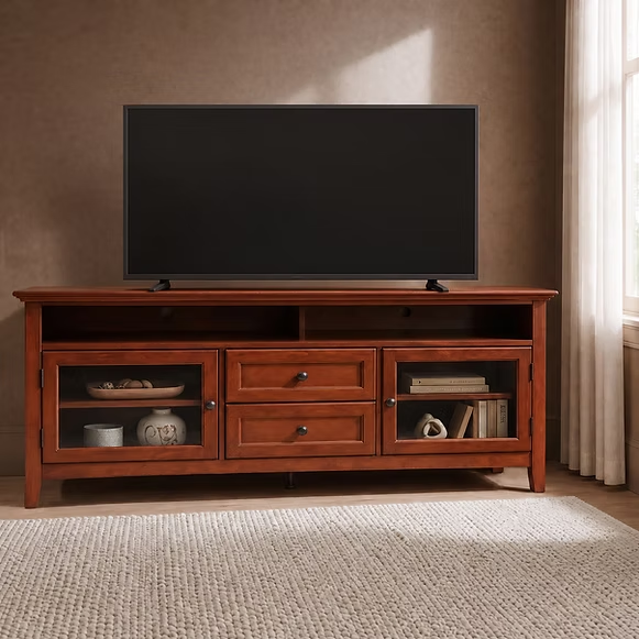 McKenzie 74" Sound Bar Media Console - Confirm glass or wood front Living Room Whittier Wood