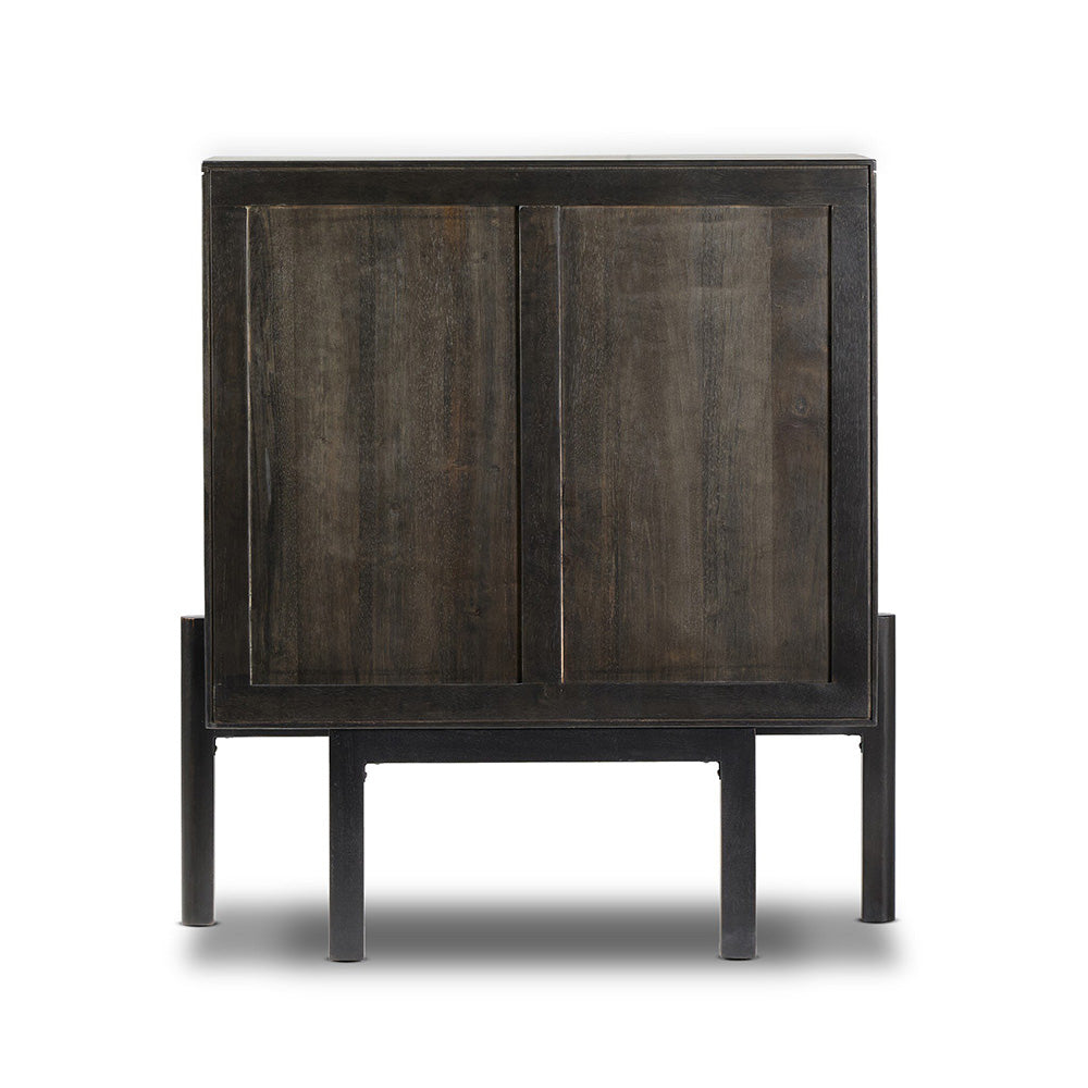 Reza Bar Cabinet, Worn Black Dining Room Four Hands   