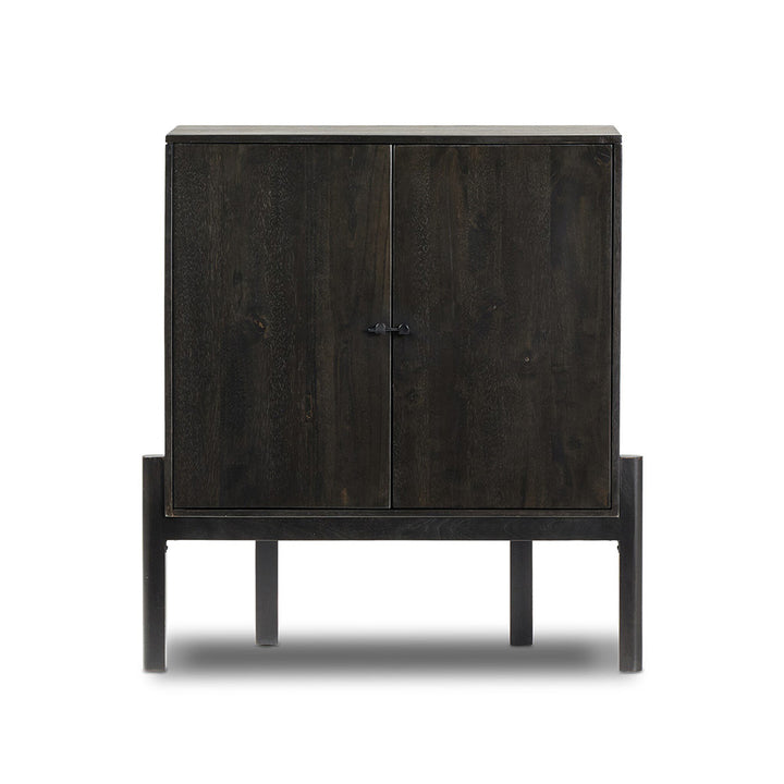 Reza Bar Cabinet, Worn Black Dining Room Four Hands   