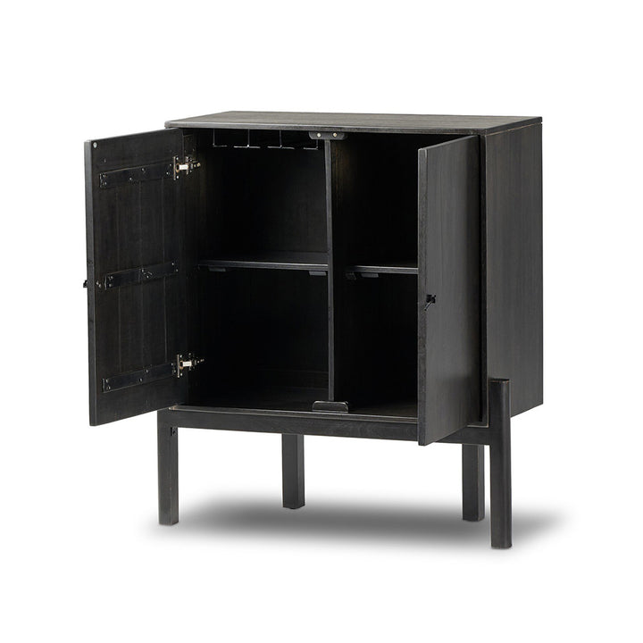 Reza Bar Cabinet, Worn Black Dining Room Four Hands   